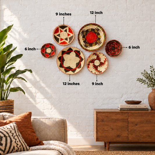 Set of 6 MultiColor Chhabi | Changair | Bread Baskets Wall Decor