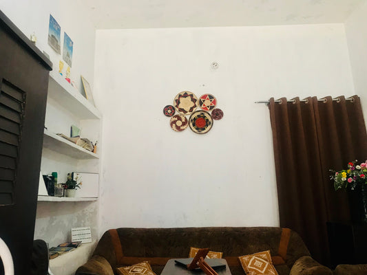 Set of 6 Premium Handmade Date Palm Leaf Chhabi / Changair / Bread Baskets Wall Decor