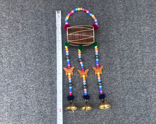 Set of 3 Handmade Door Bell Rings Mini Dhol / Drum Wind Chimes Dholki Home Decor