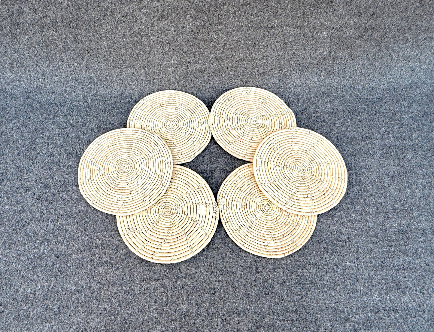 Bundle of 6 (8 Inch) Date / Palm Leaf Handmade Dining Table Mats / Cup/Glass Small Plate Coasters