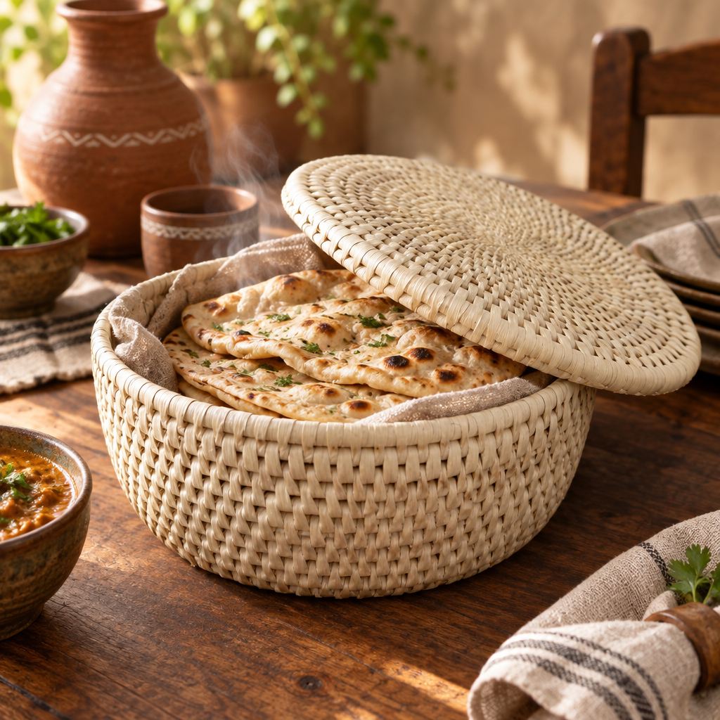 Date Leaf Premium Hot Pot & Storage Basket with Hard Lid (11”)
