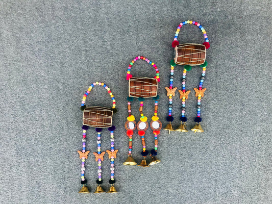 Set of 3 Handmade Door Bell Rings Dhol/Drum Wind Chimes Home Decor