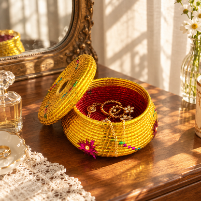 Handmade Golden Haandi Shaped Hotpot | Jewelery Storage | Mehndi Decor