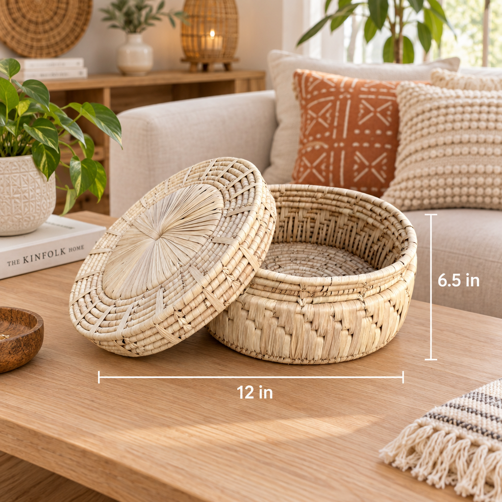 Date Leaf Handmade Large insulated HotPot | Storage Basket For Home (13”)