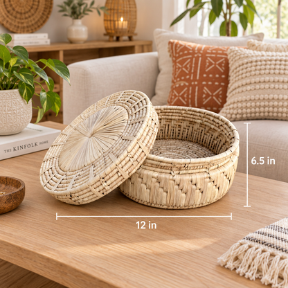 Date Leaf Handmade Large insulated HotPot | Storage Basket For Home (13”)