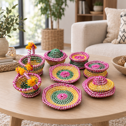 Mini Basketry Baby Toys Set (8 Pcs) | Mini Home Decor Crafts | Gifting Article