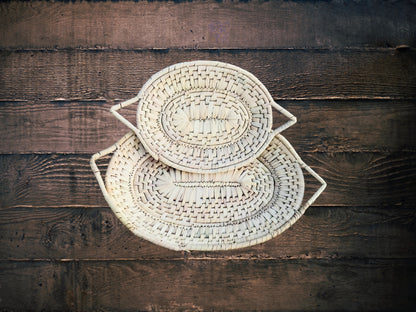 Set of 2 Eco Friendly  Serving Trays / Fruit Baskets Dining Table Decor