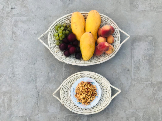 Set of 2 Eco Friendly  Serving Trays / Fruit Baskets Dining Table Decor