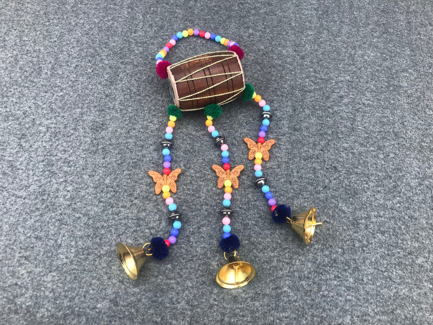 Set of 3 Handmade Door Bell Rings Mini Dhol / Drum Wind Chimes Dholki Home Decor