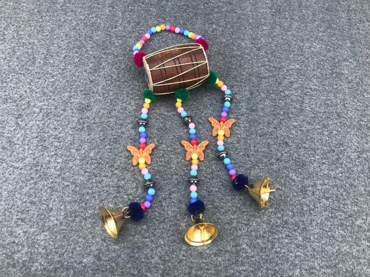 Set of 3 Handmade Door Bell Rings Mini Dhol / Drum Wind Chimes Dholki Home Decor