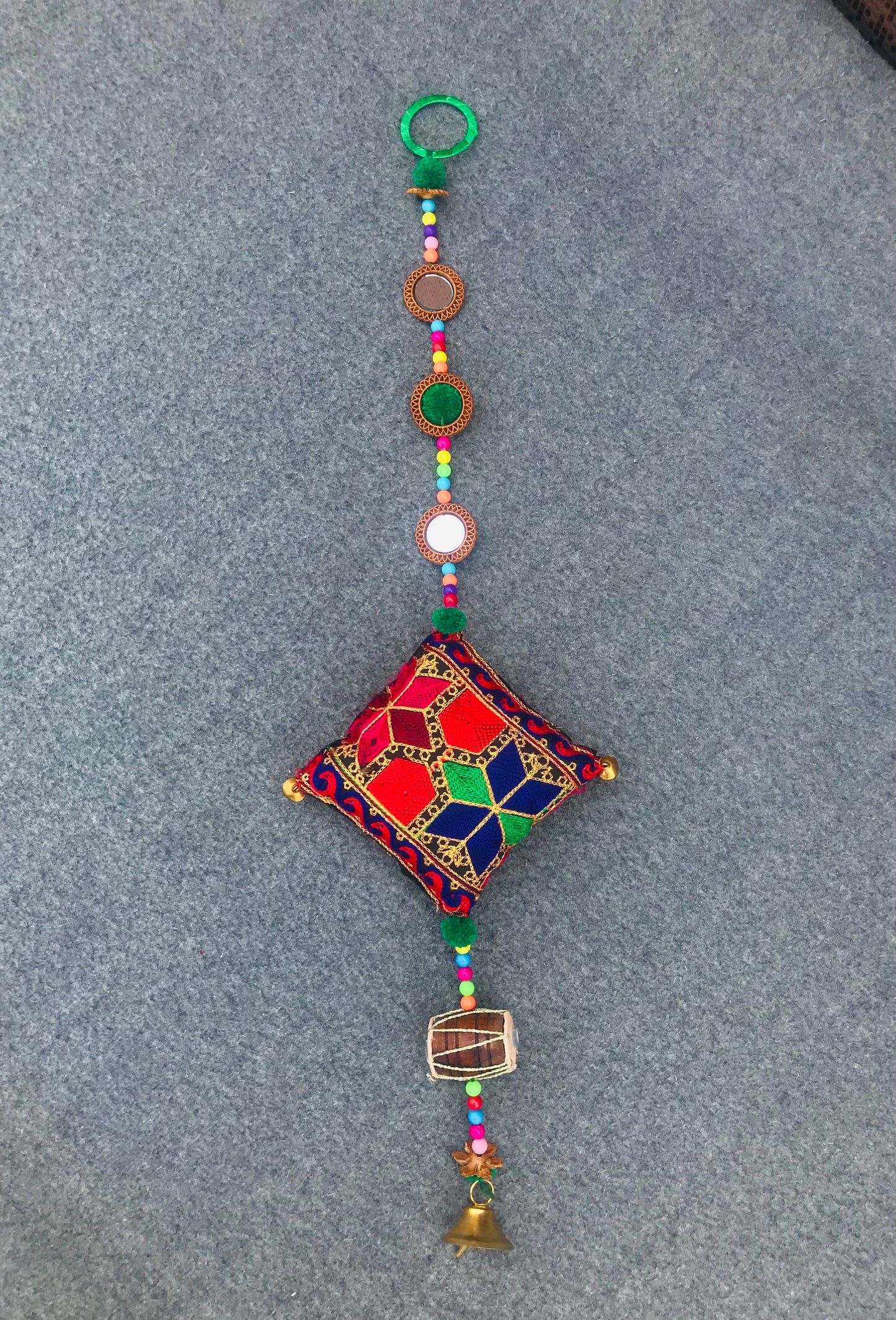 Set of 3 Traditional Handmade Cushion Design Multiple Color Wind Chimes Home Decor