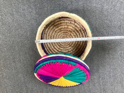 Handmade Premium Quality Date Palm Leaf Large Hotpot with Vibrant  Design & Colors (11 inches Wide x 6 inch Height)