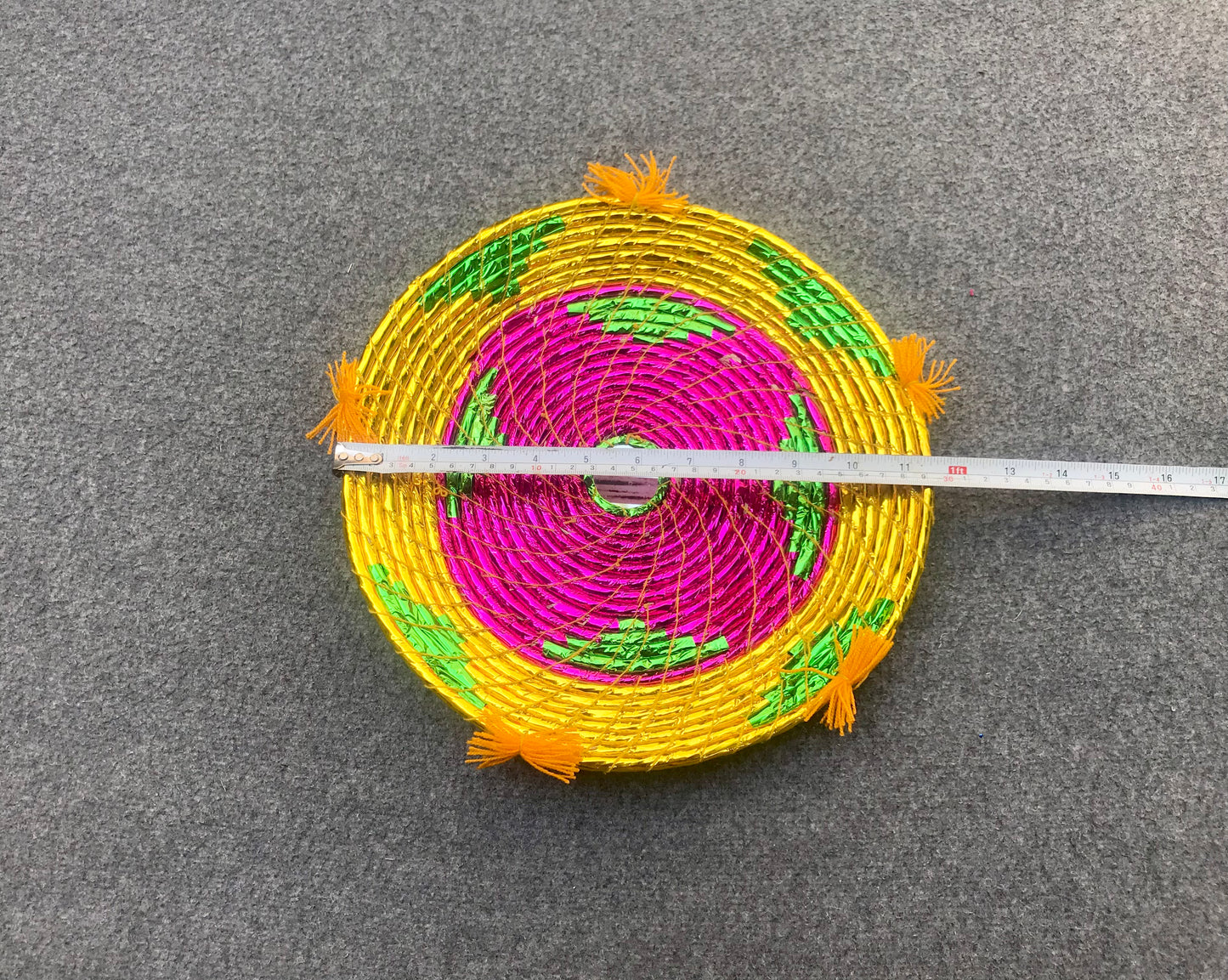 Set of 4 Date Palm Leaf Handmade Bread Baskets / Changair / Chhabi – 12 Inches | Multicolored Wall Décor & Serving Baskets