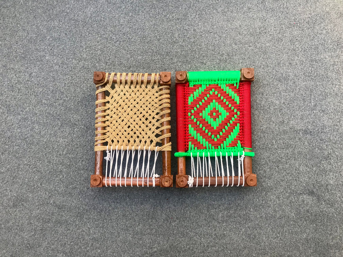 Set of 2 Premium Decorative Wooden Mini Traditional Charpai / Bed / Khaat / Manji / Khatla - Unique Handmade Table Top Decoration Charpai (Bed) Village Collectible