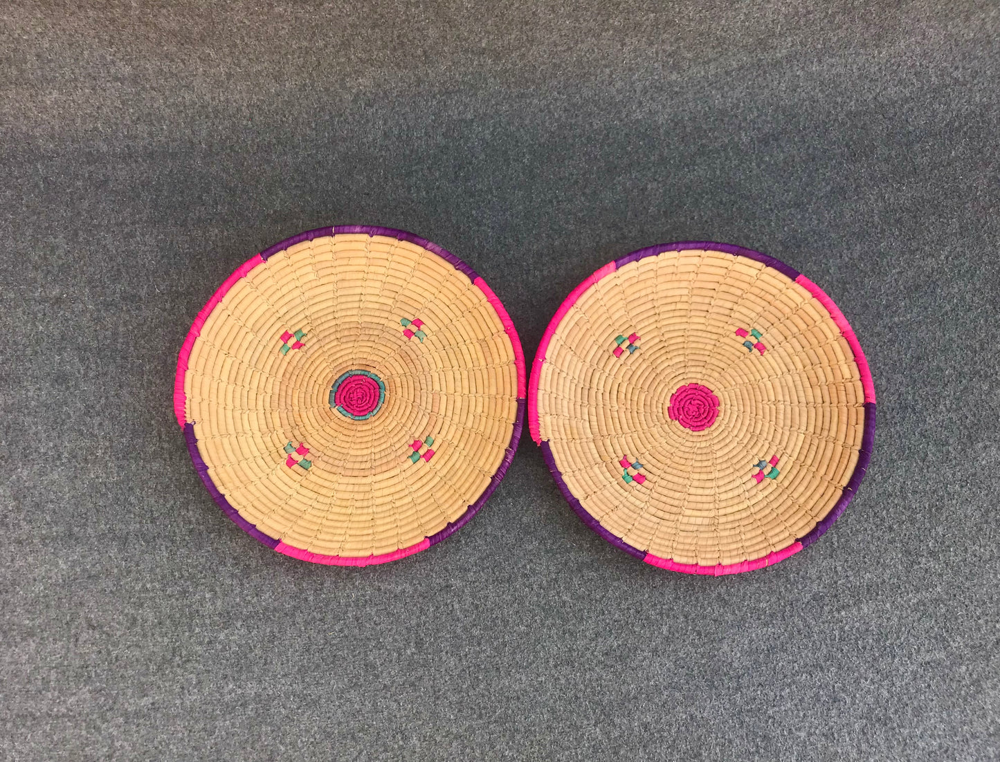 Set of 4 Date Palm Leaf Handmade Bread Baskets / Changair / Chhabi – 12 Inches | Simply Designed Wall Décor & Serving Baskets