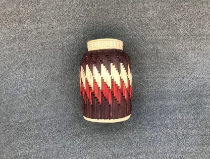 Date Palm Leaf Handmade Multicolor Floral Flower Vase | 12x8 Inch Premium Craft | Snacks & Dry Fruits Jar – Cultural Dukaan
