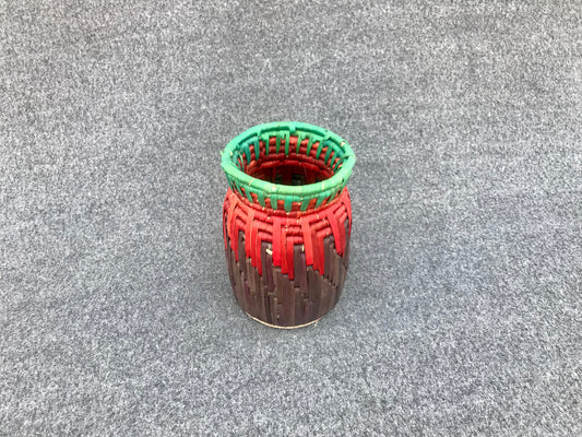 Date Palm Leaf Handmade Multicolor Flower Vase | (8x5 inches) Decorative Dry Fruits & Snacks Jar | Eco-Friendly Home Décor