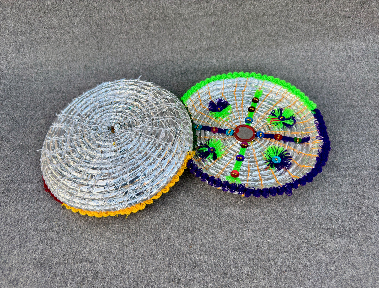 Set of 4 Premium Handmade Multicolor Decor Chabbi Bread Baskets (11 inch)