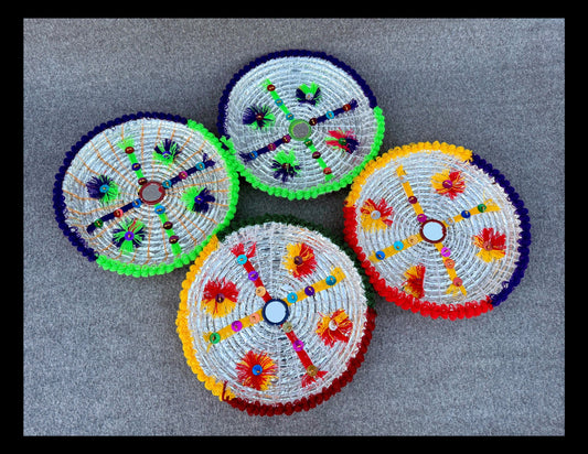Set of 4 Premium Handmade Multicolor Decor Chabbi Bread Baskets (11 inch)