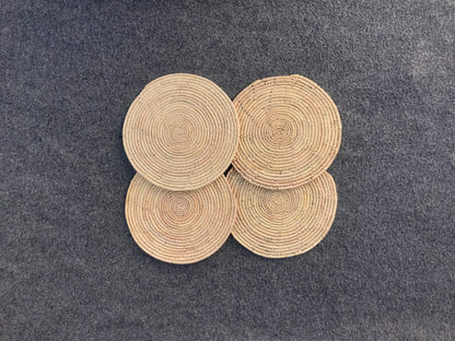 Bundle of 4 Medium (8 Inch) Date / Palm Leaf Handmade Dining Table Mats / Cup/Glass Coasters