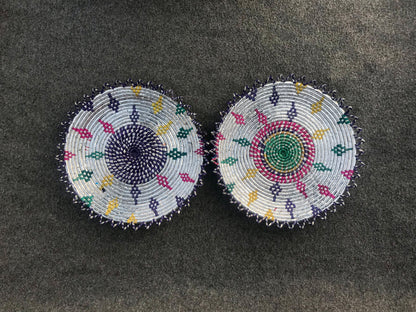 Set of 2 Silver Themed Handwoven Changair / Chhabi – 12 Inches Wall Décor & Serving Basket