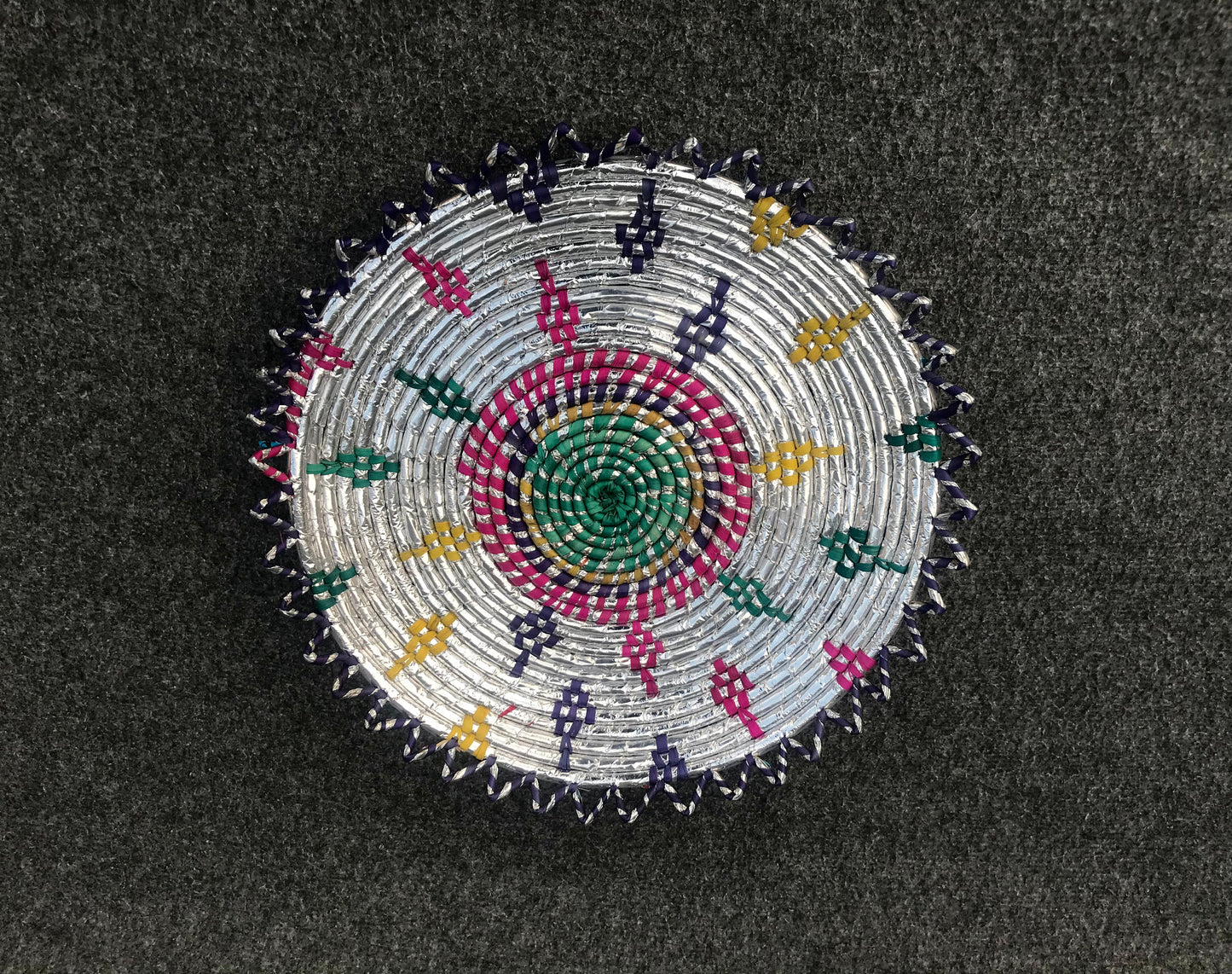 Set of 2 Silver Themed Handwoven Changair / Chhabi – 12 Inches Wall Décor & Serving Basket