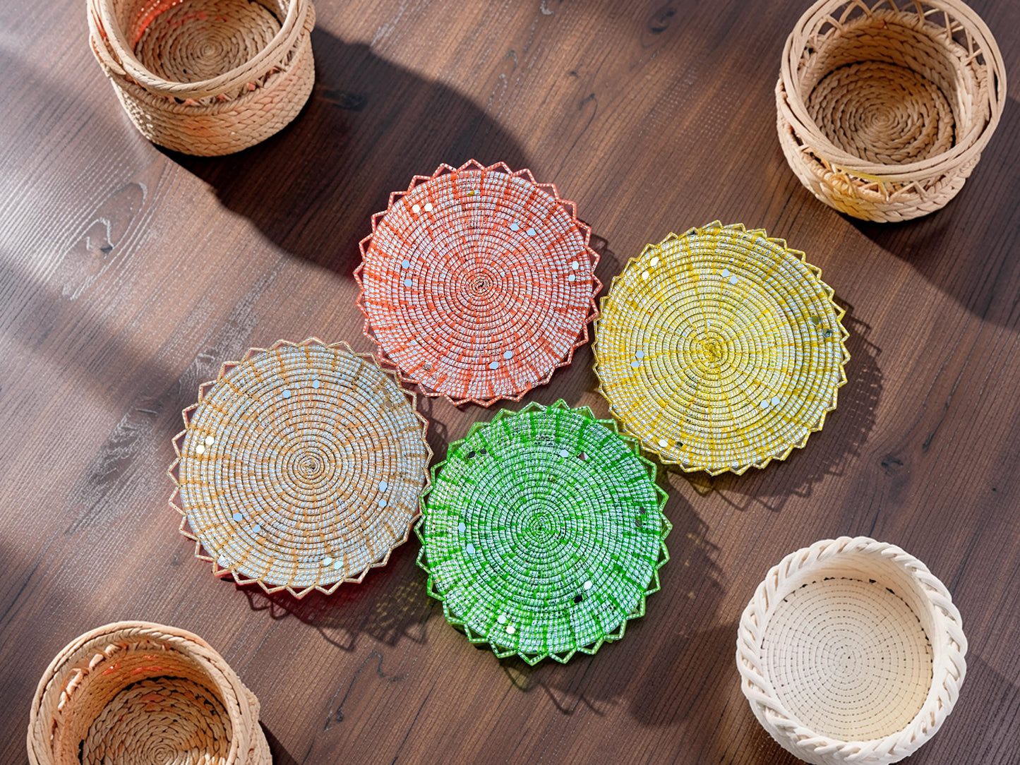 Bundle of 4 Premium Chhabi Bread Baskets / 12 inch Roti/Naan Serving Changair