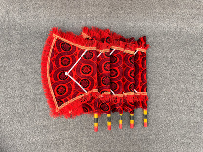 Bundle of 5 Red Shaneel Velvet Handmade Traditional Fans