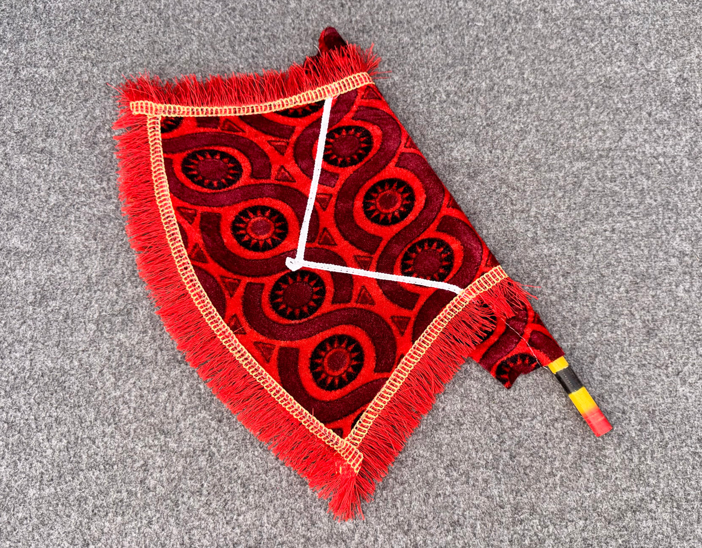 Bundle of 5 Red Shaneel Velvet Handmade Traditional Fans