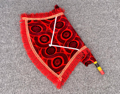 Bundle of 5 Red Shaneel Velvet Handmade Traditional Fans
