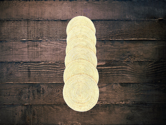 Bundle of 6 (8 Inch) Date / Palm Leaf Handmade Dining Table Mats / Cup/Glass Small Plate Coasters